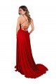 Spandex & Lace Spaghetti Straps Sleeveless Open Back Long Semi Formal Evening Dress / Prom Dress / Bridesmaid Dress Kent