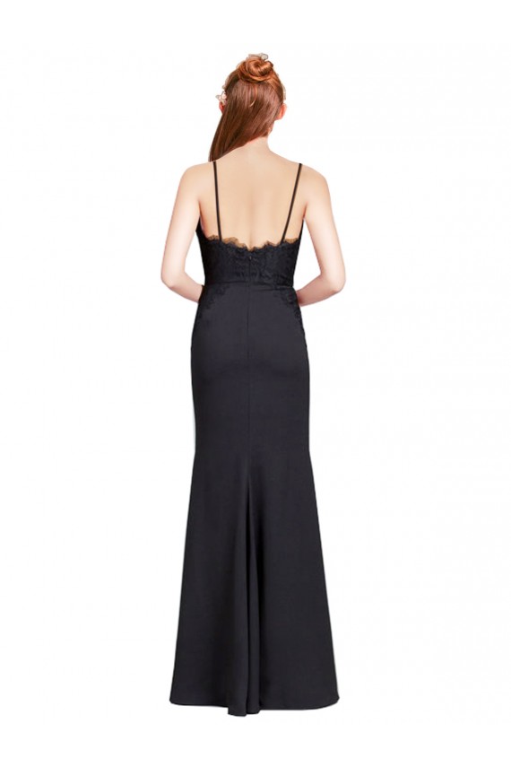 Stretch Crepe Spaghetti Straps Sleeveless Low Back Long Prom Dress / Bridesmaid Dress Kent