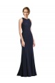Stretch Crepe Scoop Neck Sleeveless Keyhole Back Long Black Tie Prom Dress / Bridesmaid Dress Kent