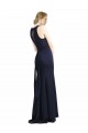 Stretch Crepe Scoop Neck Sleeveless Keyhole Back Long Black Tie Prom Dress / Bridesmaid Dress Kent