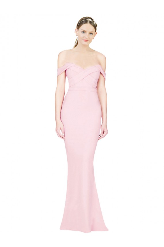 Stretch Crepe Strapless Sleeveless Low Back Pink Long Formal Evening Gown / Prom Dress / Bridesmaid Dress Kent