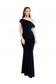 Stretch Crepe One Shoulder Sleeveless Dark Navy Long Formal Evening Gown / Prom Dress / Bridesmaid Dress Kent