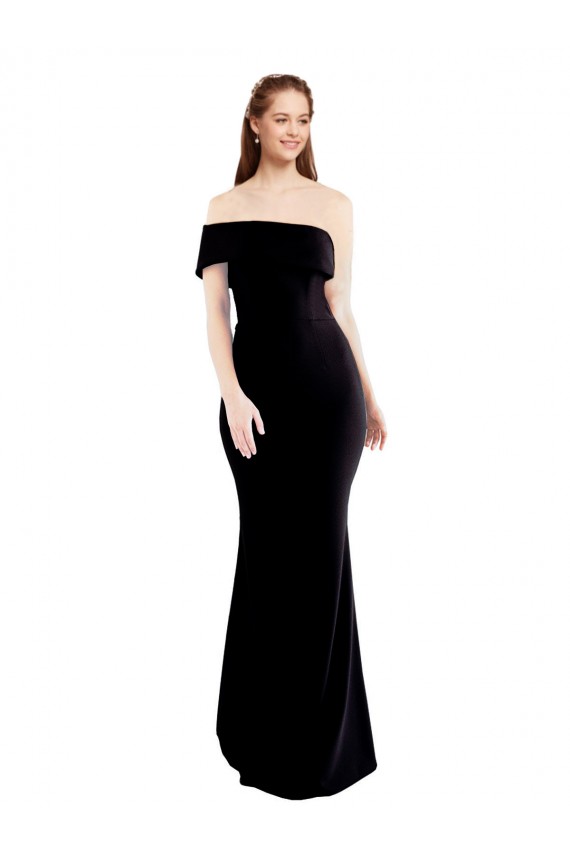 Stretch Crepe One Shoulder Sleeveless Keyhole Back Long Formal Evening Gown / Prom Dress / Bridesmaid Dress Kent