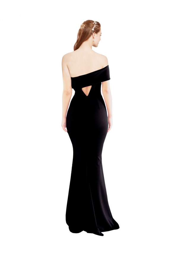 Stretch Crepe One Shoulder Sleeveless Keyhole Back Long Formal Evening Gown / Prom Dress / Bridesmaid Dress Kent