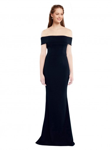 Stretch Crepe Off the Shoulder Sleeveless Keyhole Back Long Formal Dress / Bridesmaid Dress Kent