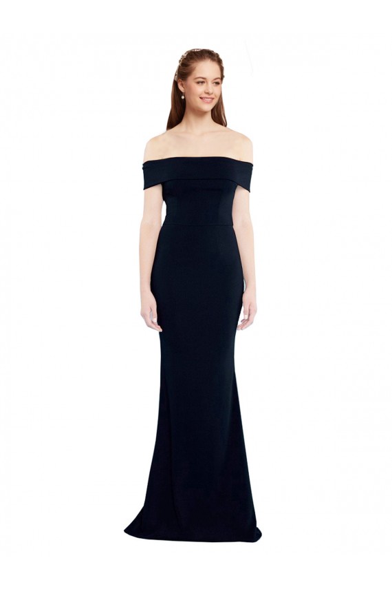 Stretch Crepe Off the Shoulder Sleeveless Keyhole Back Long Formal Dress / Bridesmaid Dress Kent