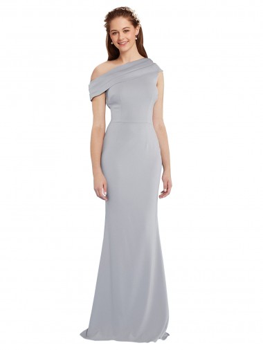 Stretch Crepe One Shoulder Sleeveless Grey Long Formal Dress / Bridesmaid Dress Kent