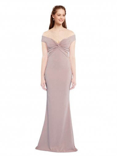 Stretch Crepe Off the Shoulder Sleeveless Keyhole Back Long Formal Evening Gown / Prom Dress / Bridesmaid Dress Kent