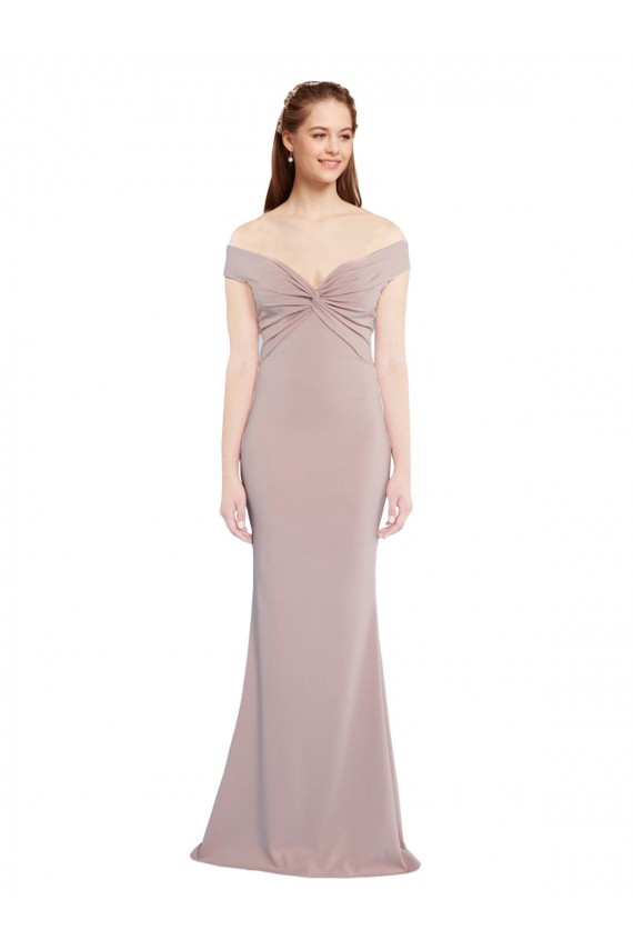 Stretch Crepe Off the Shoulder Sleeveless Keyhole Back Long Formal Evening Gown / Prom Dress / Bridesmaid Dress Kent