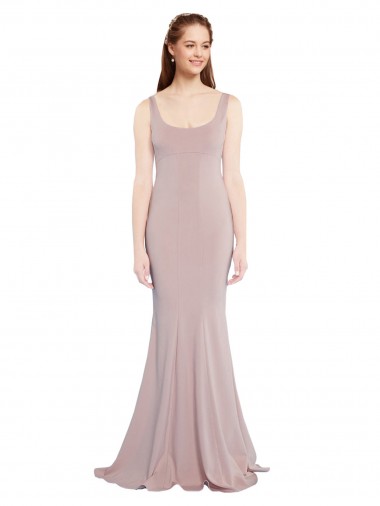 Stretch Crepe Scoop Neck Cap Sleeves Long Formal Evening Gown / Prom Dress / Bridesmaid Dress Kent