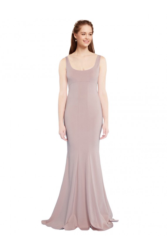 Stretch Crepe Scoop Neck Cap Sleeves Long Formal Evening Gown / Prom Dress / Bridesmaid Dress Kent