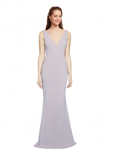 Stretch Crepe V-Neck Sleeveless Keyhole Back Long Formal Evening Gown / Prom Dress / Bridesmaid Dress Kent
