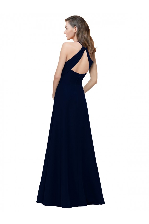 Stretch Crepe Jewel Neck Sleeveless Keyhole Back Long Prom Dress / Bridesmaid Dress Kent