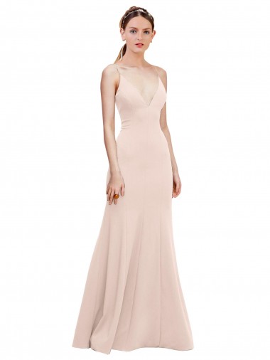 Stretch Crepe V-Neck Sleeveless V-Back Long Formal Dress / Bridesmaid Dress Kent