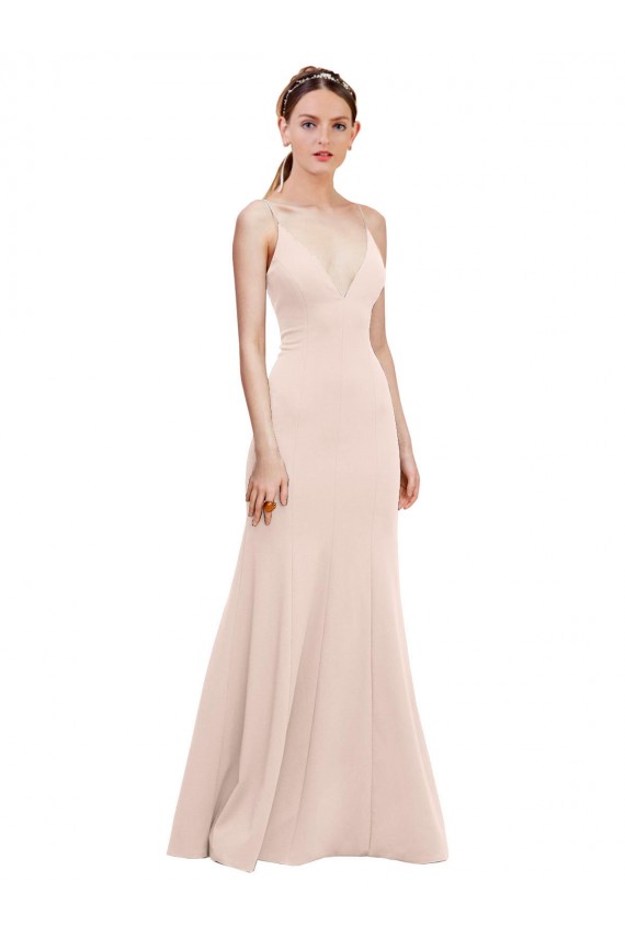Stretch Crepe V-Neck Sleeveless V-Back Long Formal Dress / Bridesmaid Dress Kent