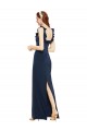 Stretch Crepe Scoop Neck Sleeveless Low Back Dark Navy Long Formal Evening Gown / Prom Dress / Bridesmaid Dress Kent