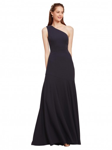 Stretch Crepe One Shoulder Sleeveless A-Line Long Formal Evening Gown / Prom Dress / Bridesmaid Dress Kent