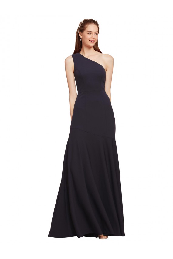 Stretch Crepe One Shoulder Sleeveless A-Line Long Formal Evening Gown / Prom Dress / Bridesmaid Dress Kent