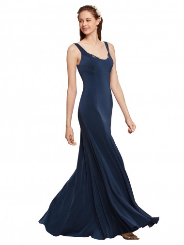Stretch Crepe Round Neck Sleeveless Low Back Long Prom Dress / Bridesmaid Dress Kent
