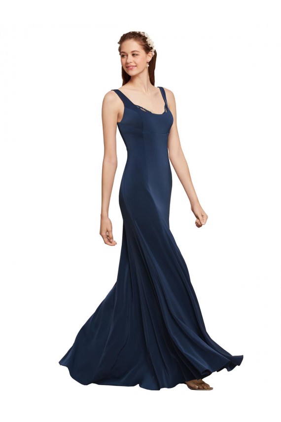 Stretch Crepe Round Neck Sleeveless Low Back Long Prom Dress / Bridesmaid Dress Kent