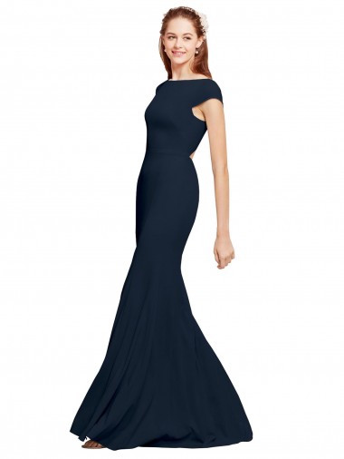 Stretch Crepe Boat Neck Sleeveless Open Back Long Formal Evening Gown / Prom Dress / Bridesmaid Dress Kent