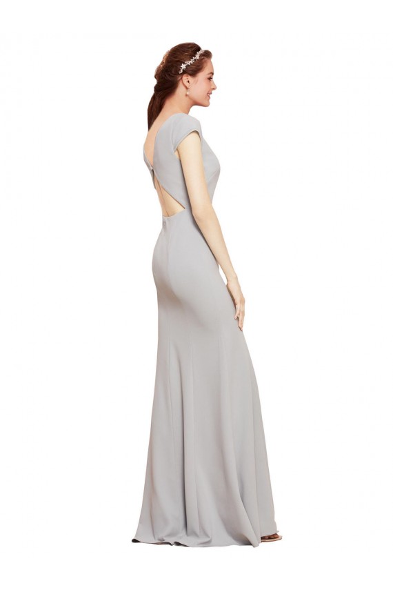 Stretch Crepe Boat Neck Sleeveless Open Back Long Formal Evening Gown / Prom Dress / Bridesmaid Dress Kent