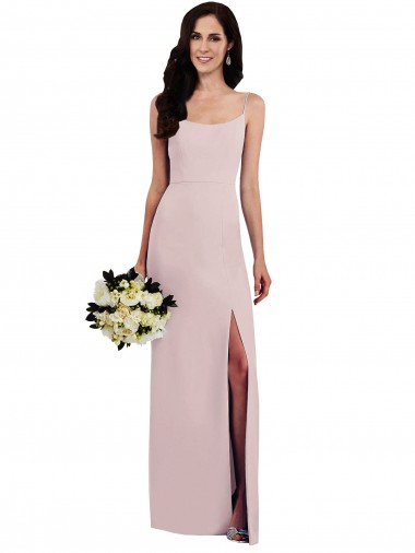 Stretch Crepe Spaghetti Straps Sleeveless V-Back Long Formal Evening Gown / Bridesmaid Dress Kent