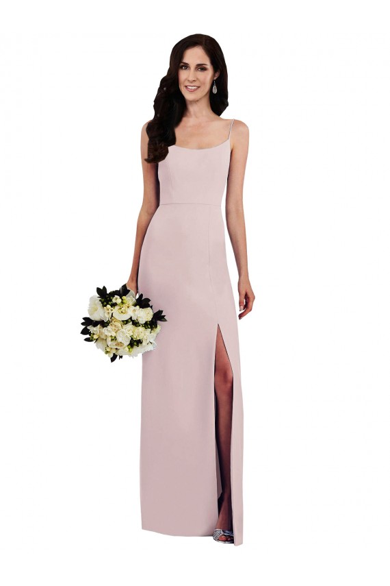 Stretch Crepe Spaghetti Straps Sleeveless V-Back Long Formal Evening Gown / Bridesmaid Dress Kent