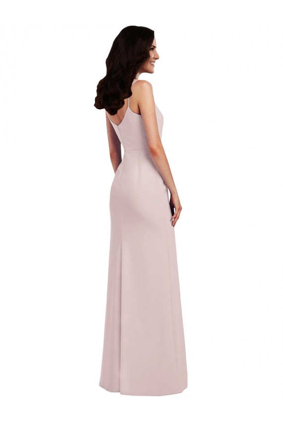 Stretch Crepe Spaghetti Straps Sleeveless V-Back Long Formal Evening Gown / Bridesmaid Dress Kent