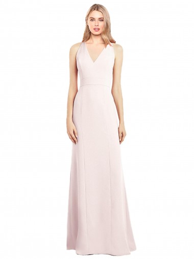 Stretch Crepe V-Neck Sleeveless Keyhole Back Long Semi Formal Evening Dress / Prom Dress / Bridesmaid Dress Kent