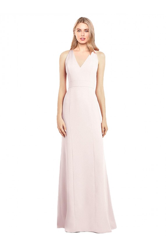 Stretch Crepe V-Neck Sleeveless Keyhole Back Long Semi Formal Evening Dress / Prom Dress / Bridesmaid Dress Kent