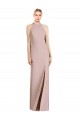 Stretch Crepe Halter Neck Sleeveless Open Back Long Semi Formal Evening Dress / Bridesmaid Dress Kent