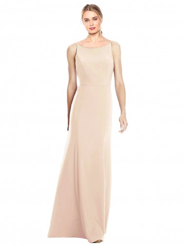 Stretch Crepe Bateau Neck Sleeveless Open Back Long Semi Formal Evening Dress / Prom Dress / Bridesmaid Dress Kent