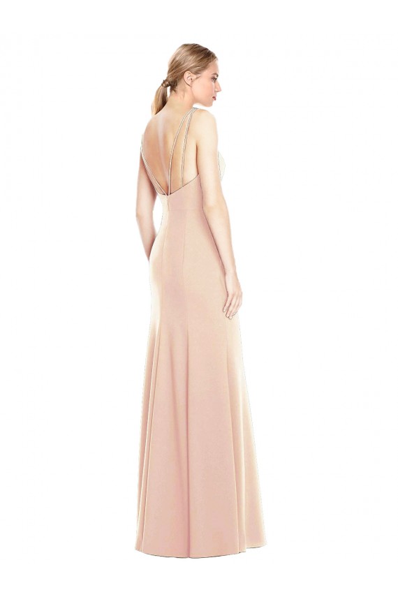 Stretch Crepe Bateau Neck Sleeveless Open Back Long Semi Formal Evening Dress / Prom Dress / Bridesmaid Dress Kent