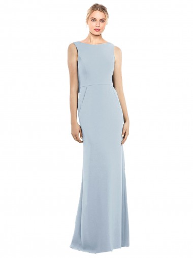 Stretch Crepe Bateau Neck Sleeveless Backless Long Semi Formal Evening Dress / Prom Dress / Bridesmaid Dress Kent