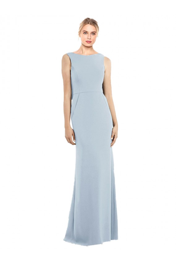 Stretch Crepe Bateau Neck Sleeveless Backless Long Semi Formal Evening Dress / Prom Dress / Bridesmaid Dress Kent