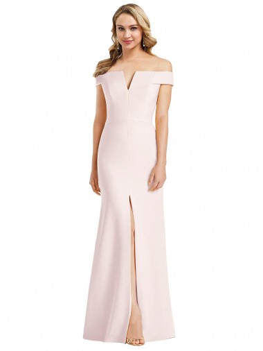 Stretch Crepe Off the Shoulder Sleeveless Long Bridesmaid Evening Dress Kent
