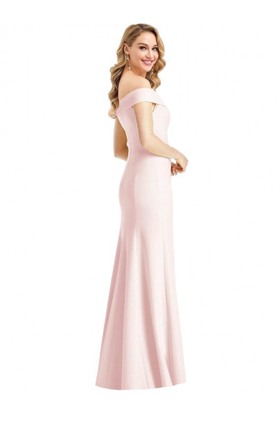 Stretch Crepe Off the Shoulder Sleeveless Long Bridesmaid Evening Dress Kent