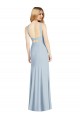 Stretch Crepe Halter Neck Sleeveless Open Back Light Sky Blue Long Formal Evening Gown / Bridesmaid Dress Kent