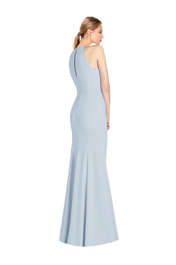 Stretch Crepe Halter Neck Sleeveless Keyhole Back Long Semi Formal Evening Dress / Prom Dress / Bridesmaid Dress Kent