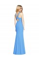 Stretch Crepe V-Neck Sleeveless Keyhole Back Peacock Blue Long Semi Formal Evening Dress / Prom Dress / Bridesmaid Dress Kent
