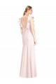 Stretch Crepe Bateau Neck Cap Sleeves Open Back Long Formal Dress / Bridesmaid Dress Kent