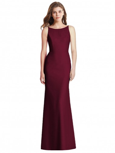 Stretch Crepe Bateau Neck Sleeveless Open Back Long Semi Formal Evening Dress / Bridesmaid Dress Kent