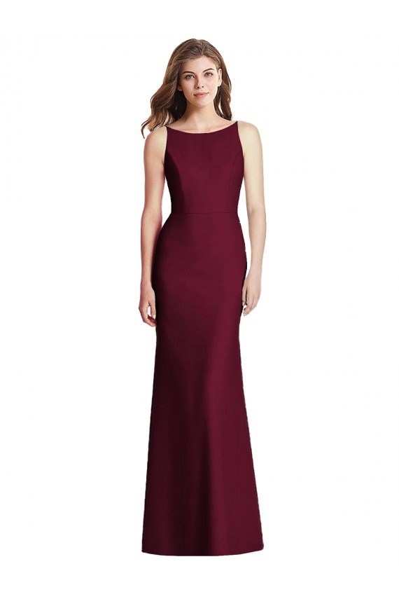 Stretch Crepe Bateau Neck Sleeveless Open Back Long Semi Formal Evening Dress / Bridesmaid Dress Kent
