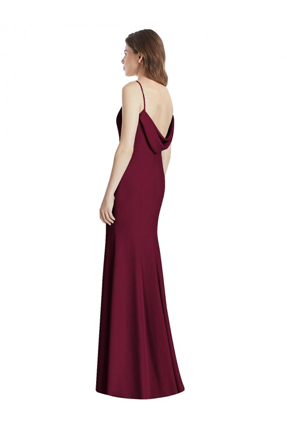 Stretch Crepe Bateau Neck Sleeveless Open Back Long Semi Formal Evening Dress / Bridesmaid Dress Kent