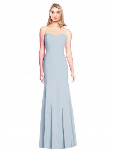 Stretch Crepe Sweetheart Sleeveless Low Back Light Sky Blue Long Formal Dress / Bridesmaid Dress Kent