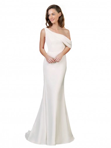 Stretch Crepe One Shoulder Sleeveless Sweep Train Formal Evening Gown / Prom Dress / Bridesmaid Dress Kent