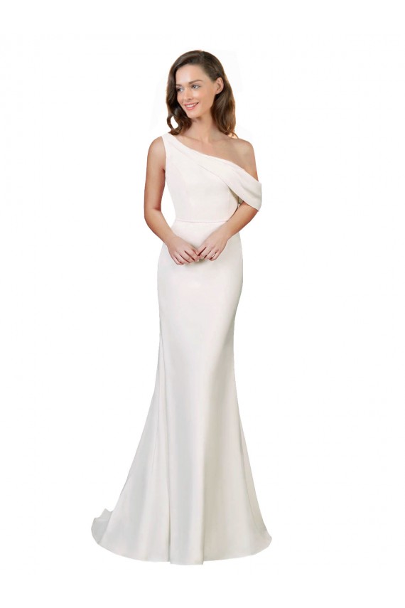 Stretch Crepe One Shoulder Sleeveless Sweep Train Formal Evening Gown / Prom Dress / Bridesmaid Dress Kent