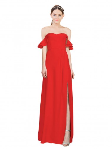 Stretch Crepe Off the Shoulder Sleeveless Red Long Formal Evening Gown / Prom Dress / Bridesmaid Dress Kent