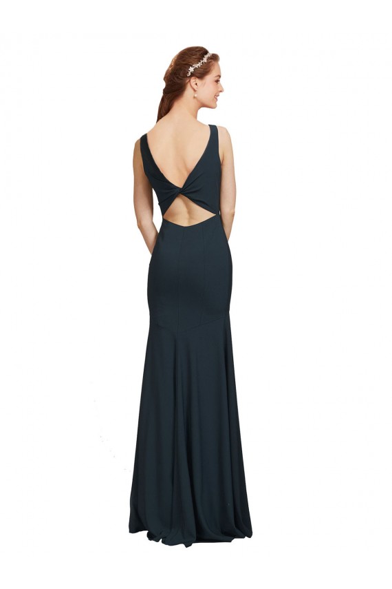 Stretch Crepe Bateau Neck Sleeveless Open Back Long Prom Dress / Bridesmaid Dress Kent
